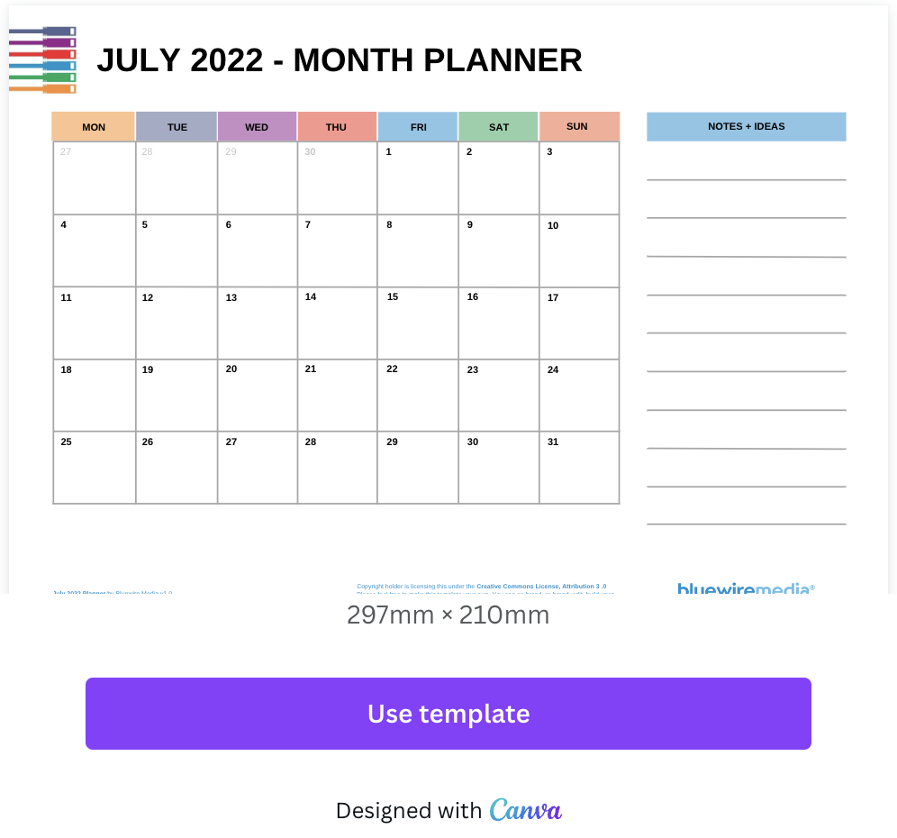 July 2022 Planner CANVQ