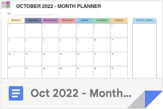 Oct Planner