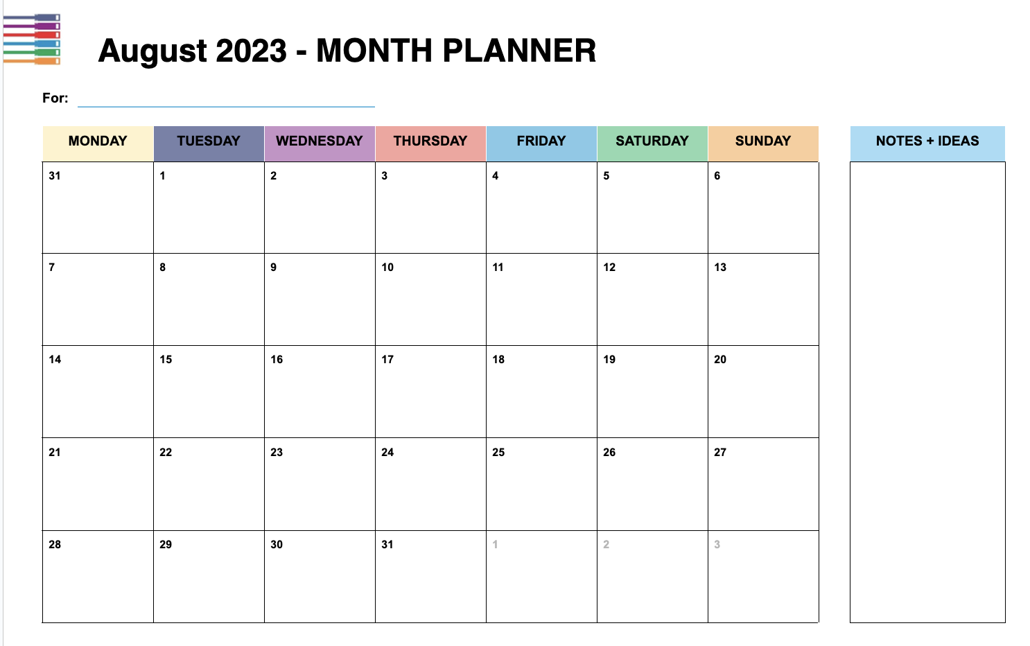 Aug 2023 Planner